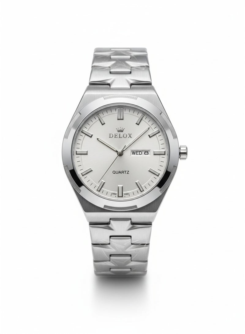 ديلوكس ساعة ديلوكس رجالية كوارتز من الفولاذ المقاوم للصدأ مع عرض اليوم والتاريخ - Image 1